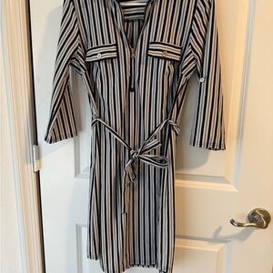 Mlle Gabrielle Black and White Striped Dress